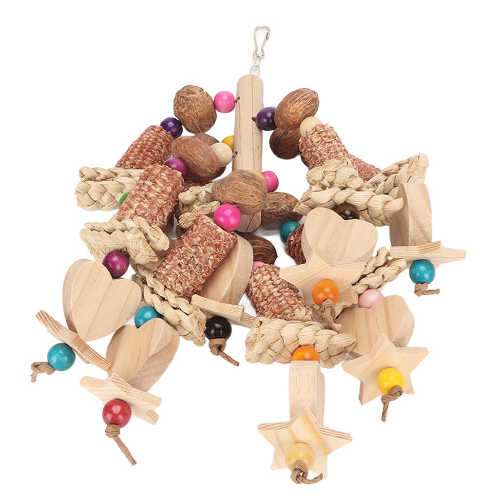 Bird Chewing Toy Colorful Healthy Corn Cobs Nuts Parrot Bite Toy with Hook for Parakeet Budgie