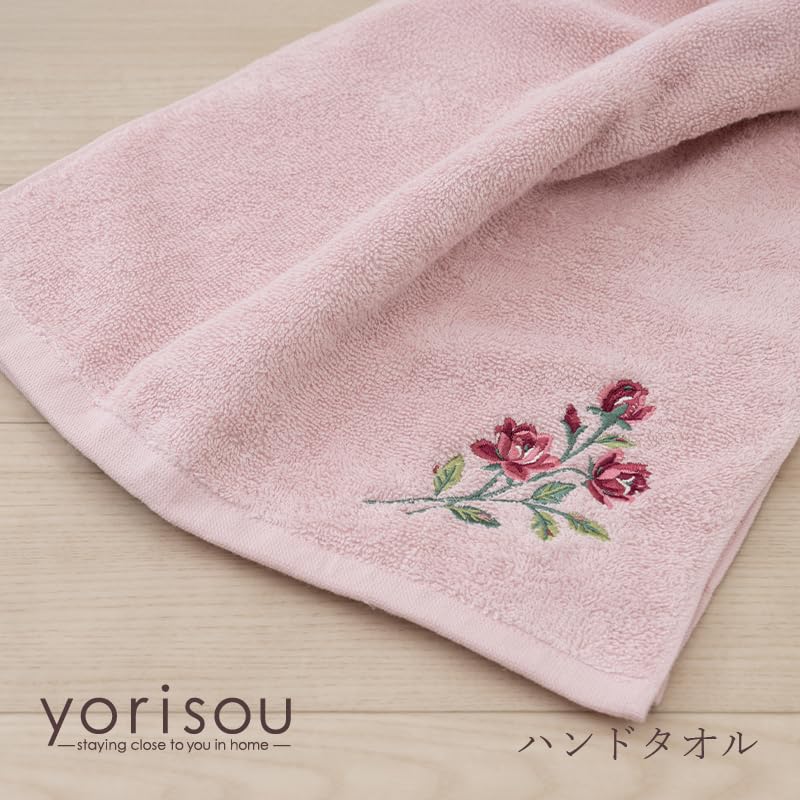 Senko [SDS] Sweet Rose Hand Towel (approx. 33 x 75 cm), Pink, Floral Rose Print, Stylish, 60149