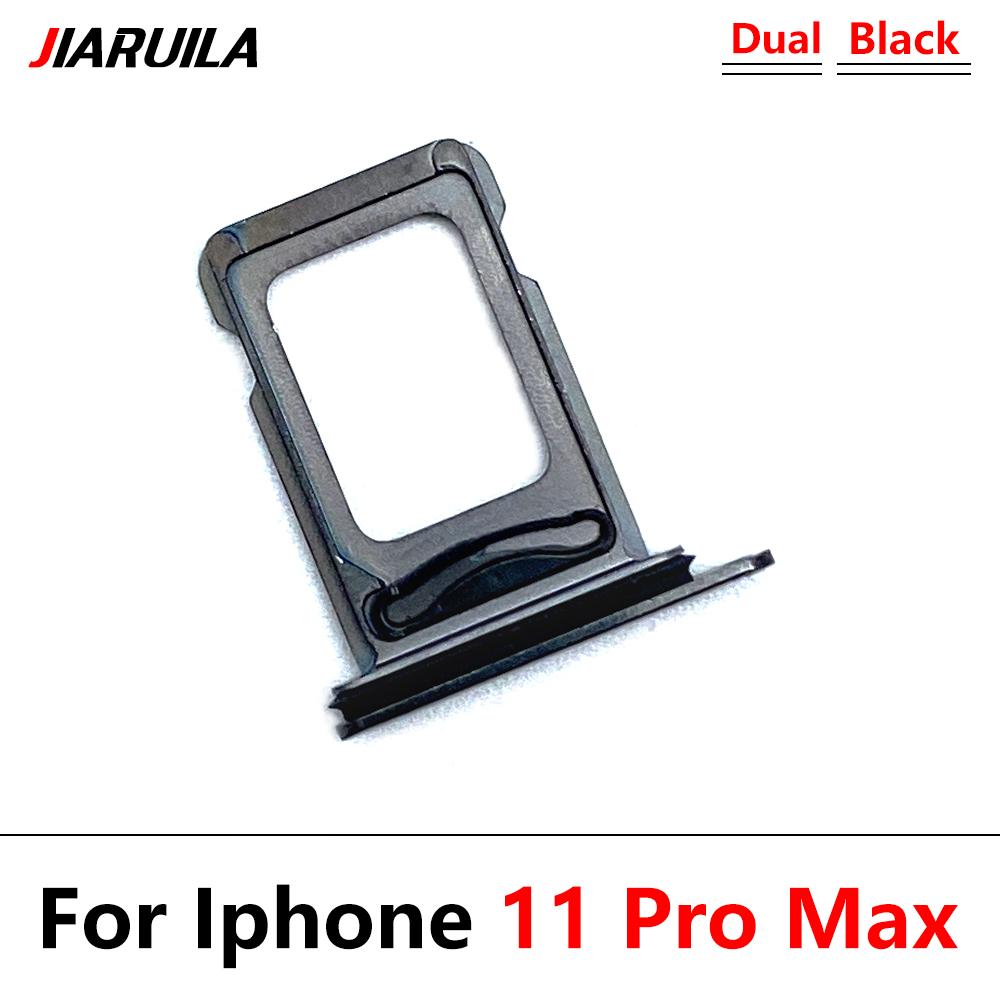 Original Dual Card For IPhone 11 / 11 Pro / 11 Pro Max Replacement SIM Card Slot SD Card Tray Holder Adapter With Pin 11 Pro Max Black
