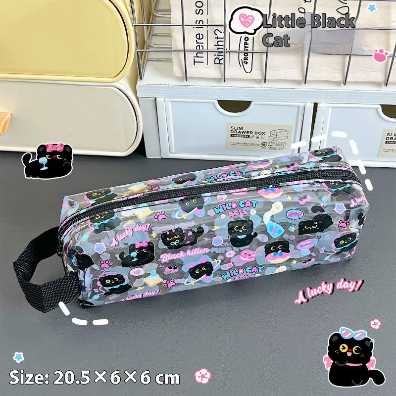 Cute Cartoon Capybara Bear Pvc Pen Bag Transparent Large Capacity Pencil Case Stationery Storage Bag Stationery Box Supplies