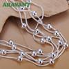 925 Silber Glatte Perlen Halskette Armband Set Für Damen Modeschmuck