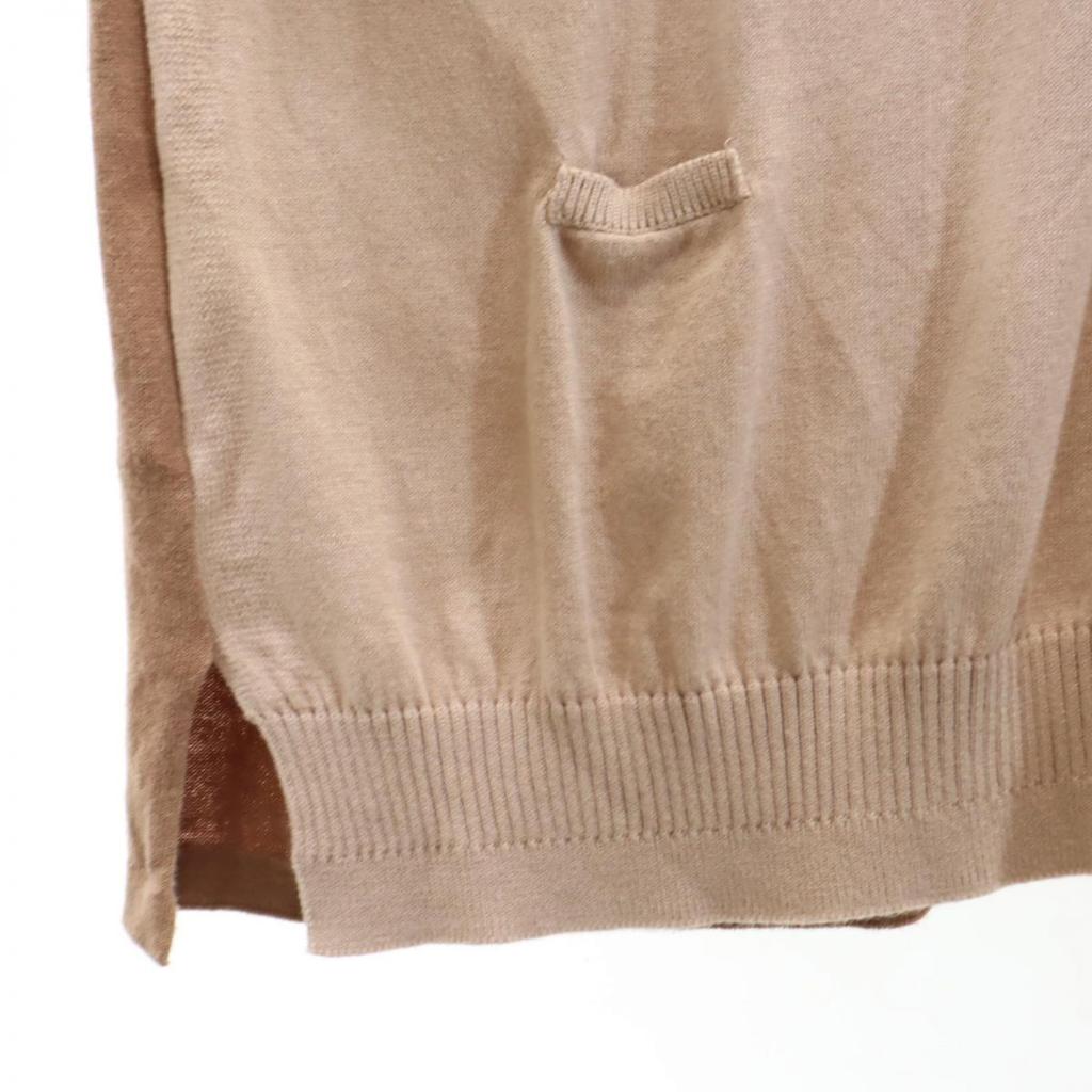 Dulcamara Made In Japan Short Sleeve Cotton Knit One Piece Beige X Brown Women Used