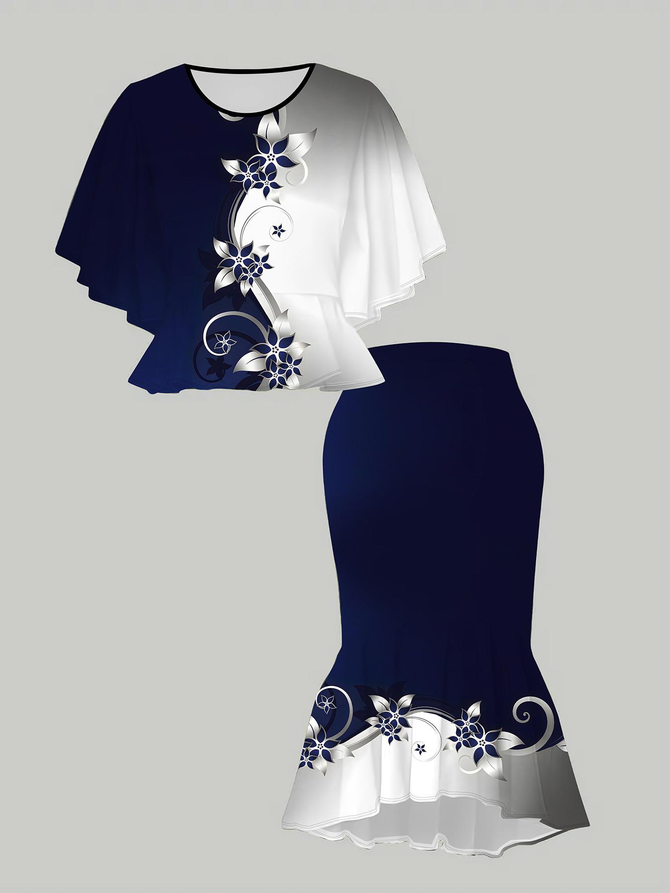 

Женский принт «Классический тотем», напечатанный на 3D-принтере, модный, большого размера, элегантный, универсальный для всех сезонов. Футболка, Юбка и Комплект 6XL темно-синий