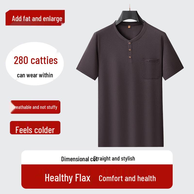 Men s Plus Size Cotton Linen Blend Polo Shirt 8XL/215