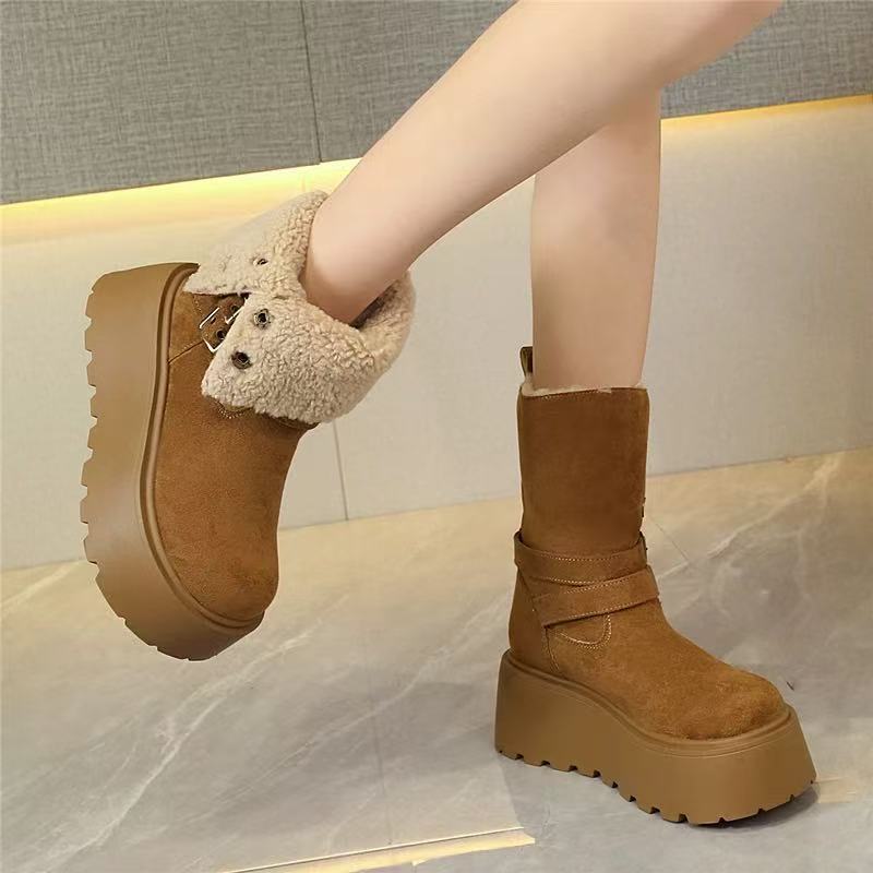 

Платформенные зимние ботинки женская обувь хлопковая обувь супер высокий каблук хлопковые ботинки утепленные теплые средней длины короткие 2025 зима новые интернет-знаменитости 40 верблюд