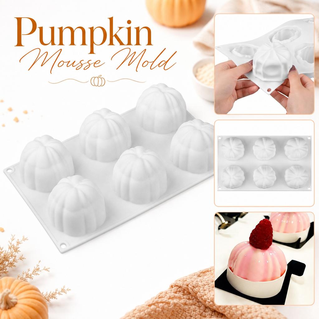 Silicone Pumpkin Mousse Mold 6 Cavities Flexible Nonstick Cake Baking Mold for Dessert Pastry Chocolate Jelly Mousse