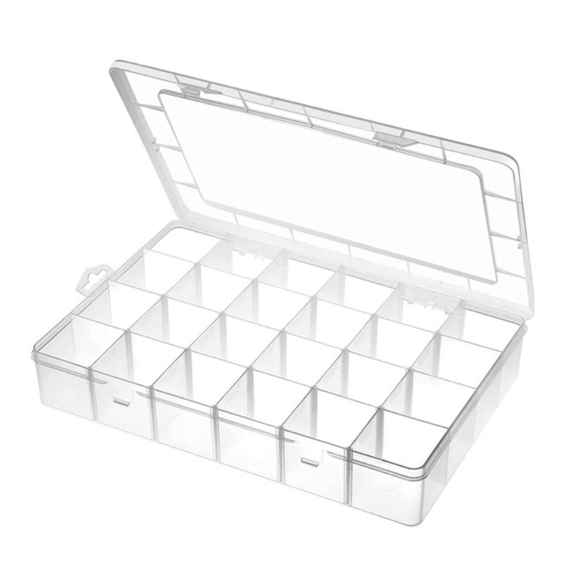 24 Compartments Clear Stackable Plastic Storage Boxes with Adjustable Dividers for Beads Crafts Jewelry Fishing Tackle