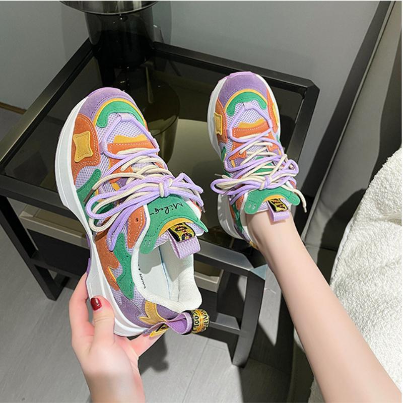 Chaussures de Papa à Semelle Épaisse Tendance 2024 Nouvelles Chaussures de Sport Décontractées Respirantes en Maille pour Femmes Chaussures Vulcanisées Polyvalentes Zapatillas Mujer