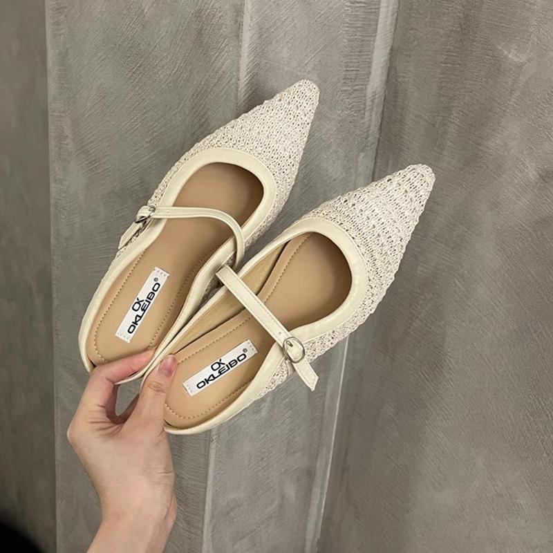 Fashion SUOJIALUN 2025 Summer New Women Slipper Fashion Weave Hemp Slip On Mules Shoes Soft Flat Heel Outdoor Dress Sandal Shoes