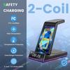 5 In 1 30W Foldable Wireless Charger Stand RGB Dock LED Clock Fast Charging Station for iPhone Samsung Galaxy Watch 5/4 S22 S21