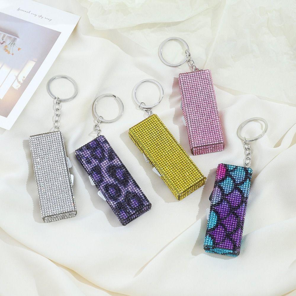 Shiny Rhinestone Mini Metal Pill Box Portable Keychain Travel Pill Organizer Moisture-proof 6 Grids Pill Case Container