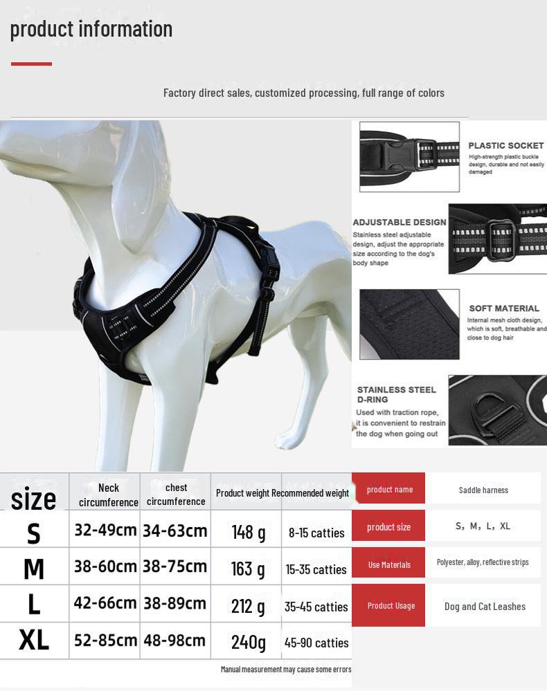 Odblaskowe Oddychające Szelki dla Psa ze Smyczą Zapobiegającą Ciągnięciu