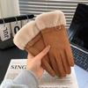 Soft Suede Gloves Windproof Women Winter Gloves Thicked Full Fingers Mittens  Autumn/Winter