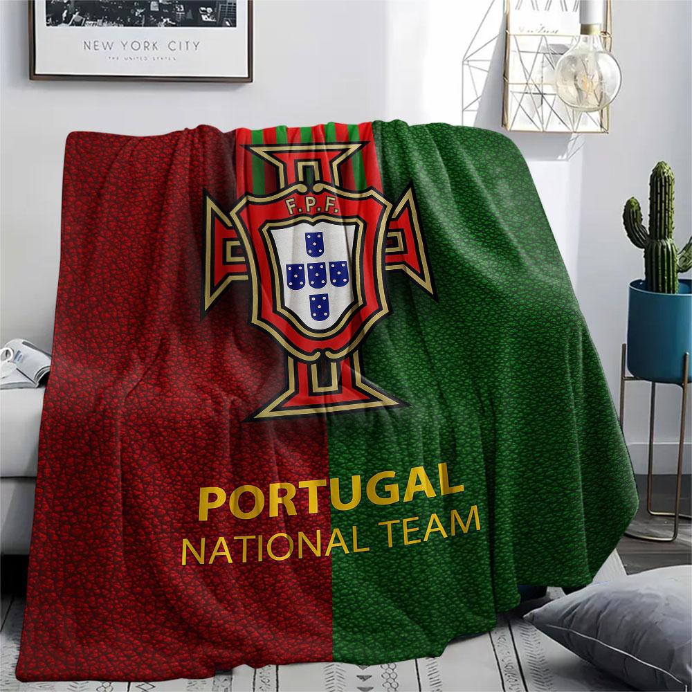 1PC Portugal National Football Team Patterned Flannel Blanket Suitable For All Seasons for Home Decor Warmth and Comfort Gifts Holiday Present