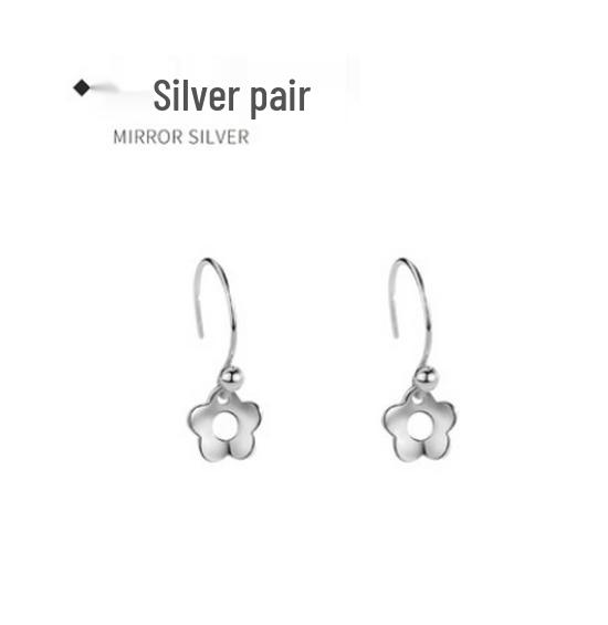 Trendy 2023 Sterling Silver Flower Earrings: Simple Stud & Dangle Styles for a Chic Internet Celebrity Look.
