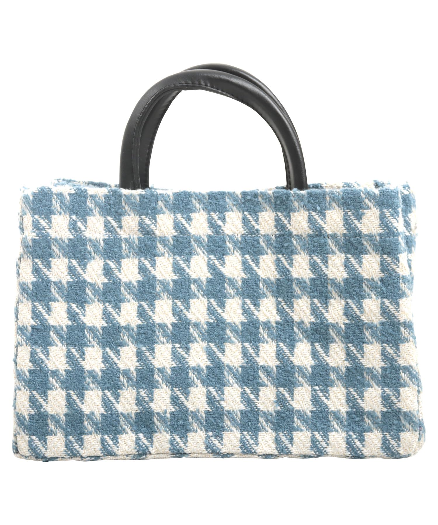 

Kobe Lettuce Check Glen Plaid Tote Bag, Large Capacity Square Tote with Interior Pocket, A4 Size [B1593], Free Size, Blue