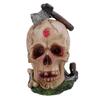 Festival Halloween Resins Skull with Axes Rose Flame Feature Figurine Collectible Ornament for Party and Home Setting