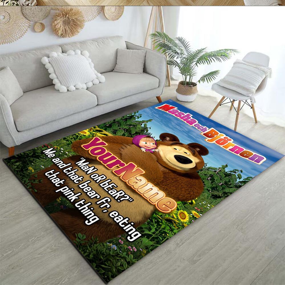 Masha Bear Customize Text Area Rug Suitable for Entryway Living Rooms Outdoor Hallway Antislip Carpet Office home decor Spiritual Gift
