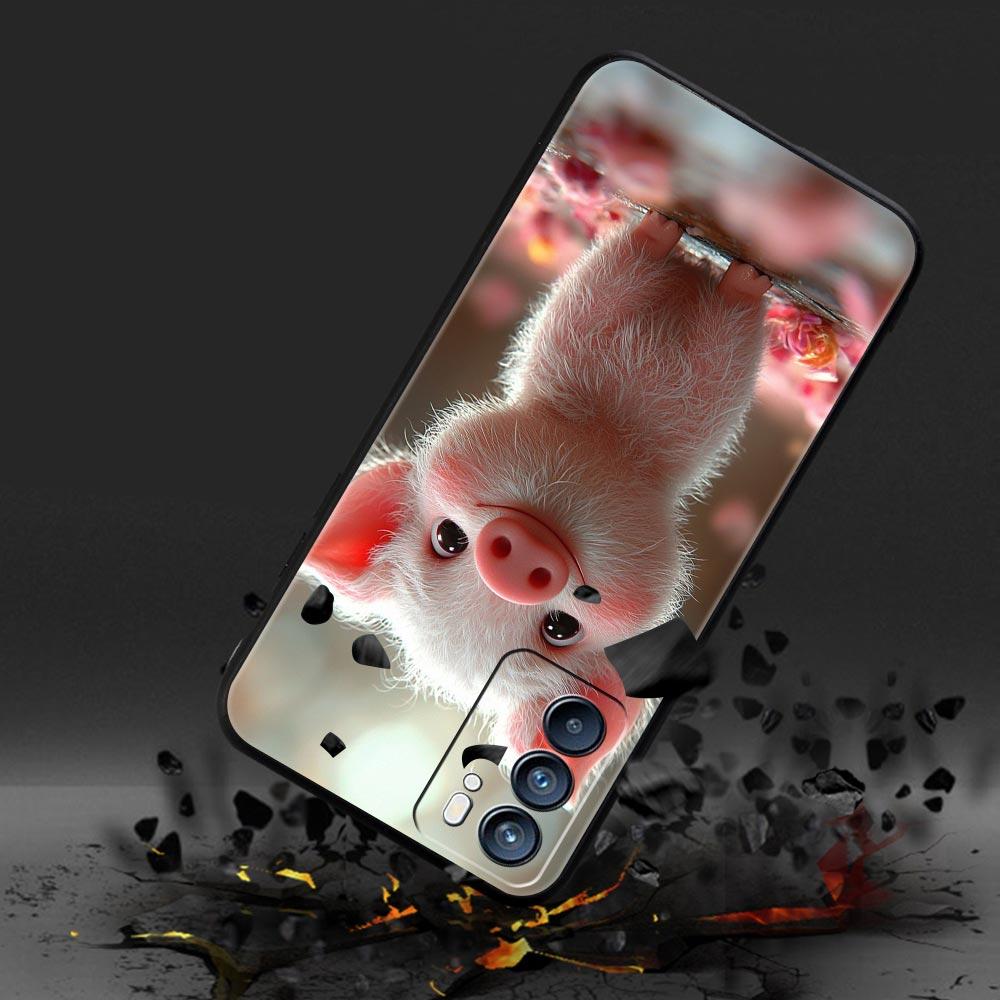 Cute Pig Phone Case For Oppo A17 A31 A54 A57 A78 A79 A98 Find X5 X6 Reno 6 7 8 10 11 12 13 F Pro 5G Soft TPU Cover Fundas Capas