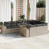 VidaXL Garden Lounge Set 11 Pcs with Light Grey Cushions Wicker 3326873