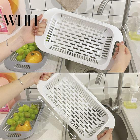 Kitchen Utensil Drainer Retractable Drain Basket Over-the-sink Multifunction Food Grade Extendable Fruit Vegetable Durable Sink Washing Colander
