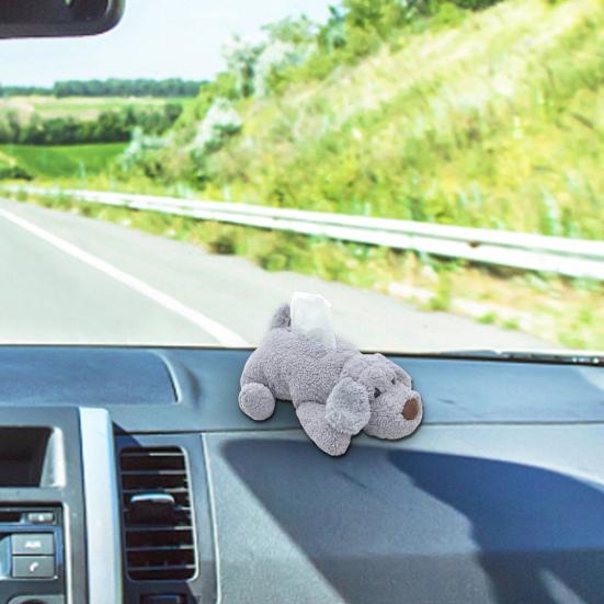 Large Size Elastic Band Tissue Box Cover Cute Plush Teddy Dog Shape Paper Container Case Home Accessories