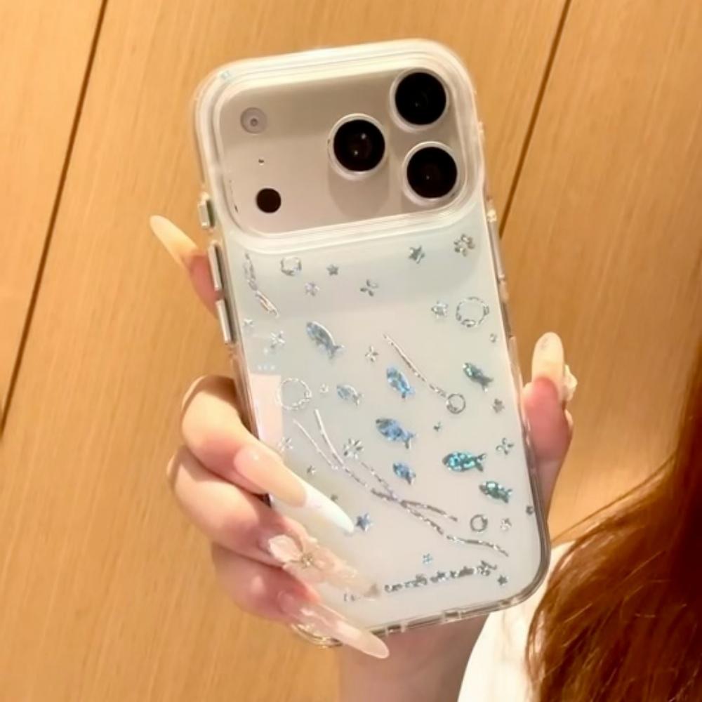 Cute Blue Cartoon Goldfish iPhone 17 Pro Max Case Ins Style Trendy Protective Cover for Women