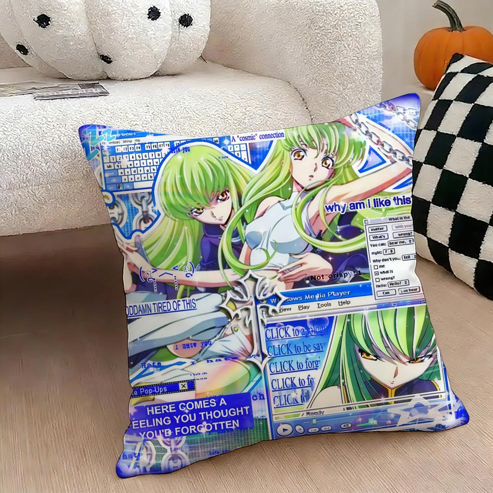 Anime CcODE GEASS Cushion Cover Natural Linen Double Sided Print Throw Pillow Case for Sofa Couch Home Decor