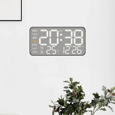 Sprachsteuerung Digitale Wanduhr TEMP Datum Woche 2 Alarm DST Snooze Tischuhr 5 Stufen Helligkeitseinstellung 12/24H LED-Uhr
