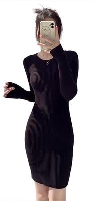 Hanmall Úpletové Tesné Mini Gal Jednofarebné Voľné Mäkké Okrúhle Nad Zimné LON156 Šaty, Šaty, Štýl, Farba, Elegantné, Veľkosť, Materiál, Výstrih, Koleno, Sexy,