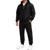 Men's Full Zip Hoodie Sweatshirt and Black Pants Sport Casual Two Piece Outfit Set