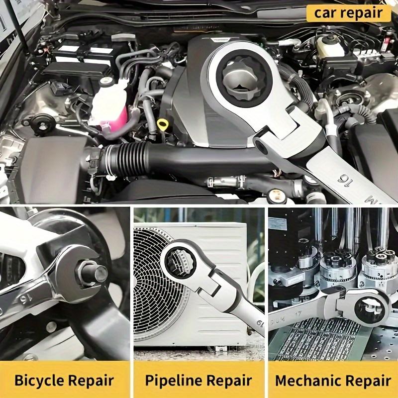 Multifunctional Dual-purpose Ratchet Tool, 8mm Combination Wrench with Removable Head, Reversible Torque Adjustment, Ultra-Durable Chrome