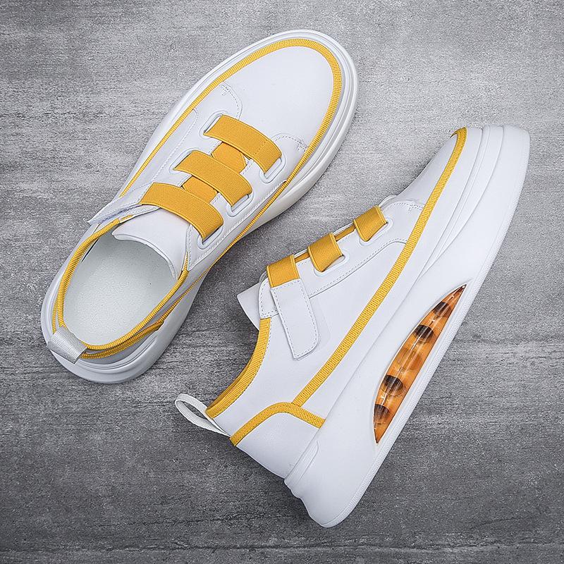 Trendy men's shoes spring and summer new little white shoes elastic edge buckle design lazy shoes personalized versatile color matching air cushion t