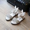 Children Sandals For Toddlers Girl Big Girls Kids Beach Shoes Cute Sweet Princess Rhinestone With Rabbit Ear Soft Fashion 21-36