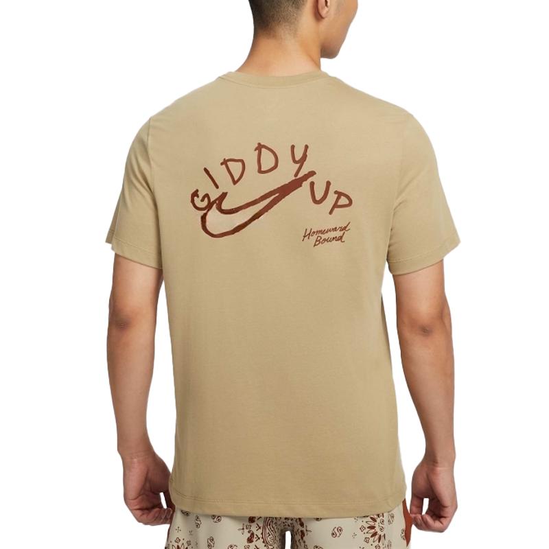 Nike DF Western States Logo Breathable Quick-Dry Round Neck Sports Short Sleeve T-Shirt Men Tops Beige Brown HJ3663297
