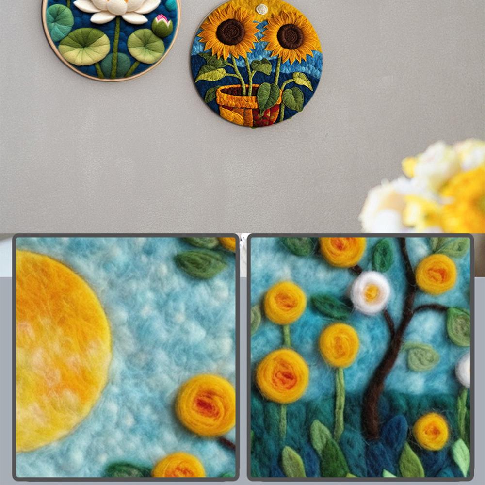 CHENISTORY Felt Painting DIY Wool Embroidery Kit Funny Floral Craft Painting DIY Wool Needle Felt Picture Kit Gift Artwork New