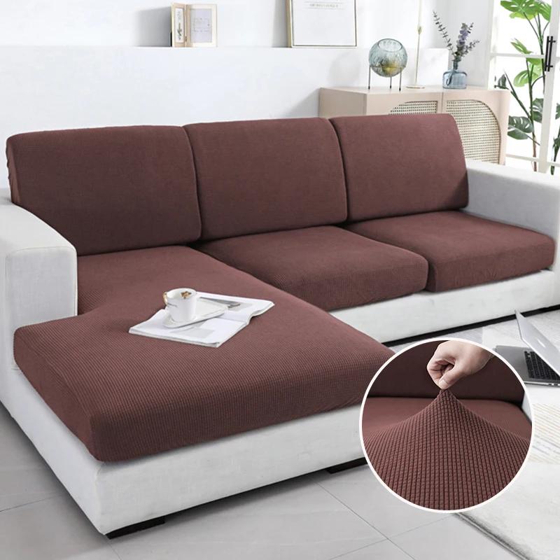 Thickened Cushion Cover Wave Pattern Jacquard Fabric Couch Seat Elastic Cover For Family Room L Form L Shape Couch Backrest Furniture Protector
