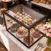Bakery Display Case, 2-Tier Commercial Countertop Pastry Display Case, Clear Acrylic Bread Box for Kitchen, Party Cake Cabinet with Sliding Door for
