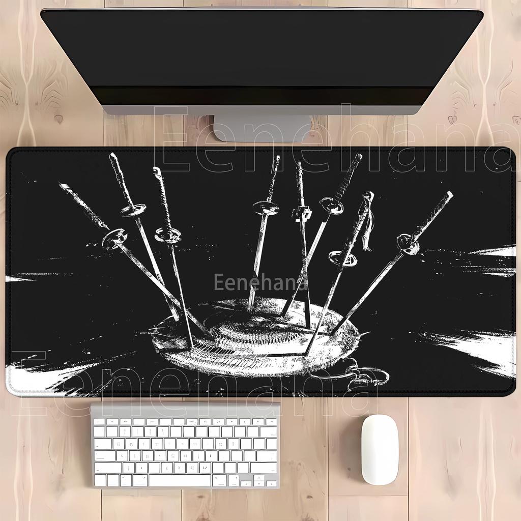 Japanese Katana Samurai Mouse Pad Large Computer Office Game Xxl Rubber Antislip Gaming Keyboard Mousepad Hd Printing Desk Mat