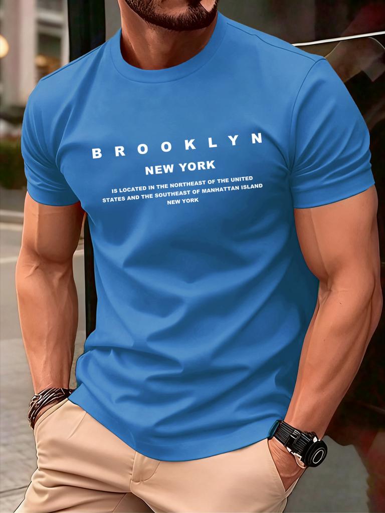 Brooklyn New York Letter Print Men T Shirts Summer Retro Hip Hop Short Sleeve Cotton Fashion Loose Clothes Unisex ONeck TShirt