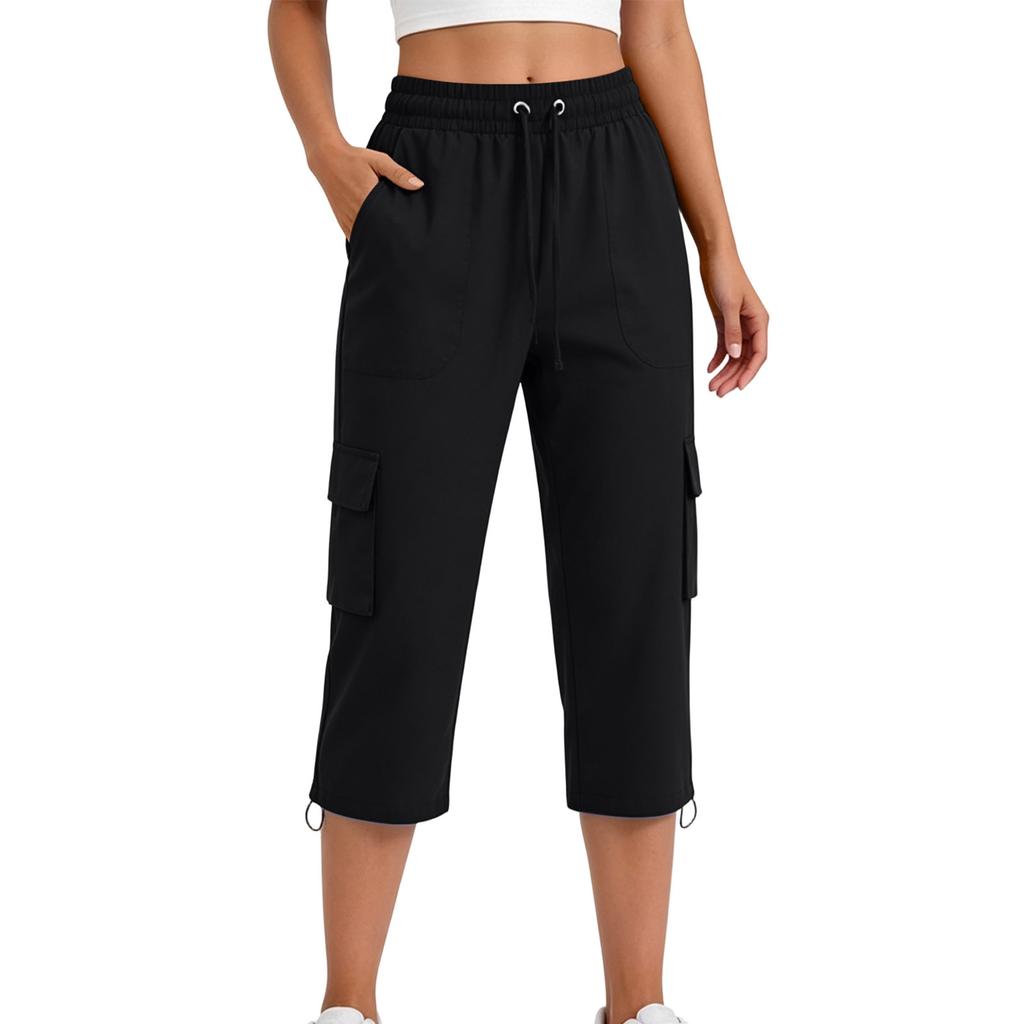 Women's High Waist Straight Leg Cargo Pants with Pockets Color Casual Everyday Wear