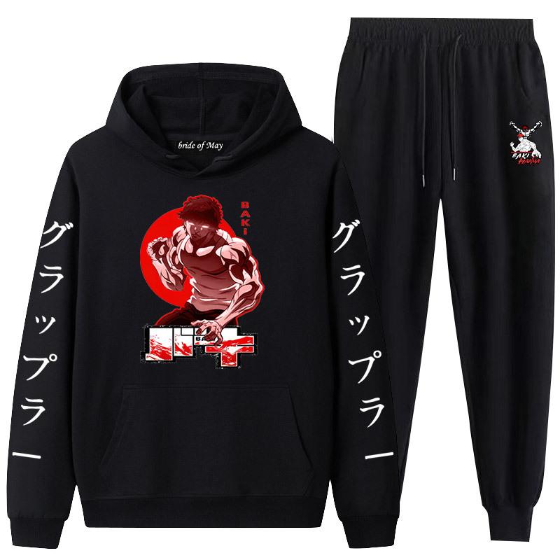 Anime Baki der Grappler Muster Männer der Trainingsanzug Sets Casual Hoodie Und Hosen 2 stücke Sets Mode Sweatshirt Harajuku Pullover
