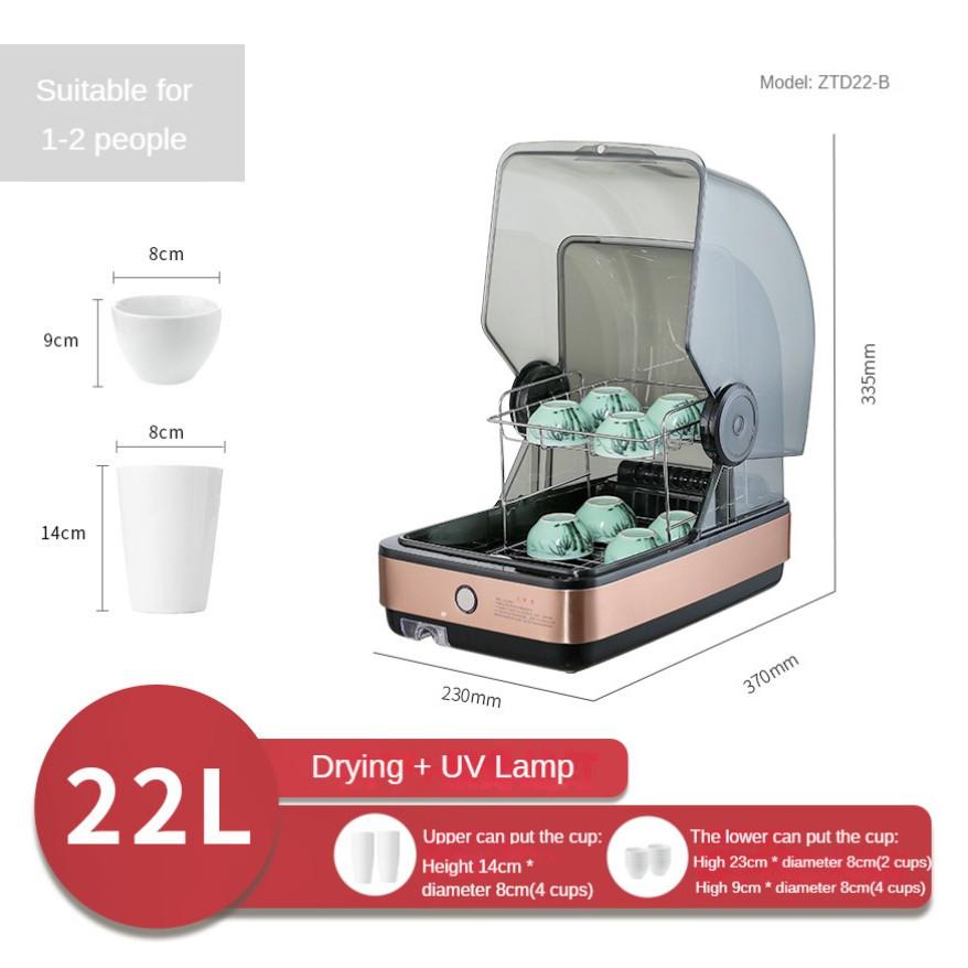 22L Desktop Ultraviolet Disinfection Cabinet Household Tableware Drying Cupboard Small High Temperature Sterilization Equipment