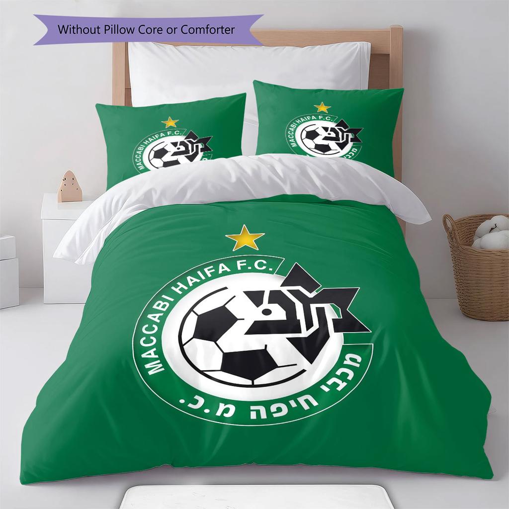 Maccabi Haifa Pattern Bedding Home Decoration Birthday Gift ( 1 duvet cover + 2 pillowcase, without core),fan merchandise.