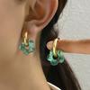 New Flower Resin Acrylic Drop Earrings Gold Color Round Circle Stainless Steel Ear Buckle Hoop Earrings for Women Jewelry Gift
