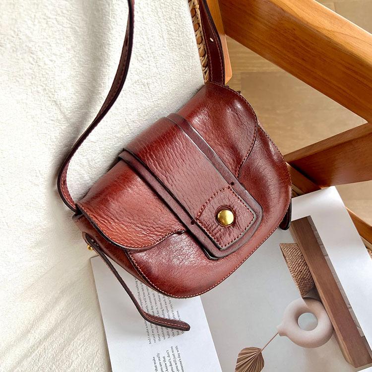 

Johnature Retro Versatile Saddle Bag High End Shoulder Crossbody Bags Handmade Genuine Leather Women s Bag темно-рудий
