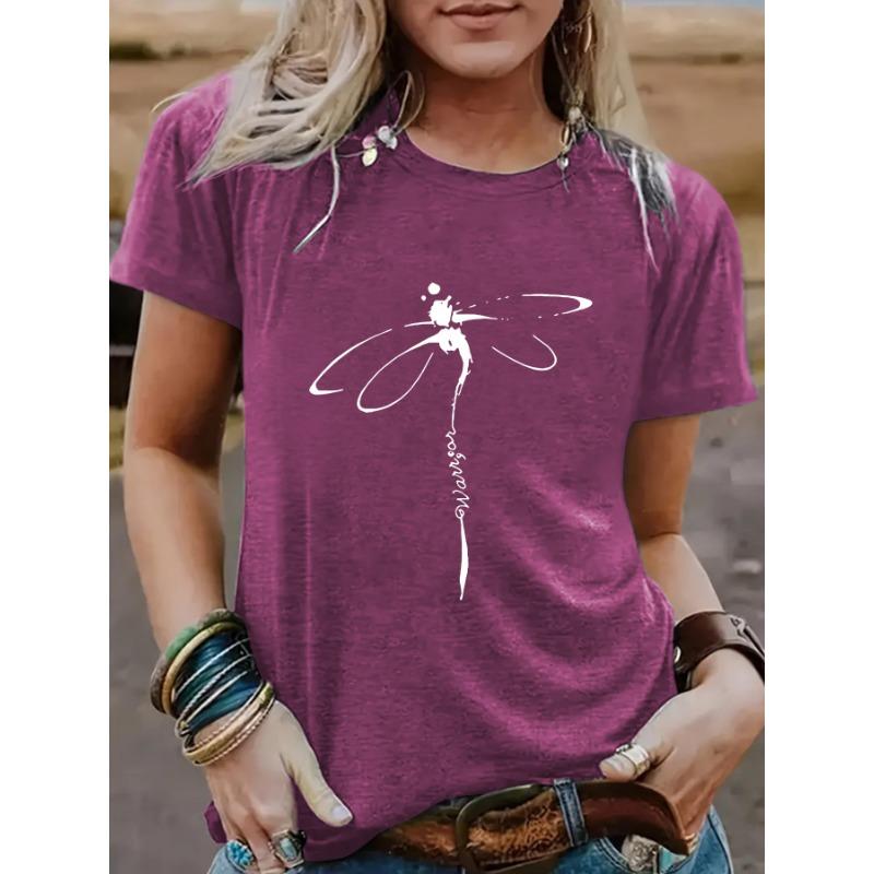 YYFS Modne damskie bluzki i koszule na co dzień, letnie, wiosenne, z krótkim rękawem i dekoltem w kształcie litery O