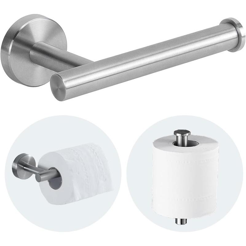 2PCS SUS 304 Stainless Steel Toilet Paper Holder, Brushed Nickel Wall Mount Toilet Roll Holder, Rustproof Single Bar for Bathroom Kitchen Washroom