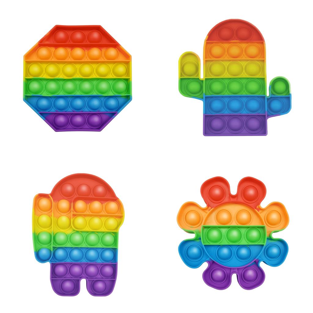 Innovative 12cm Rainbow Silicone Sensory Bubble Toy For Kids With Colorful Shapes