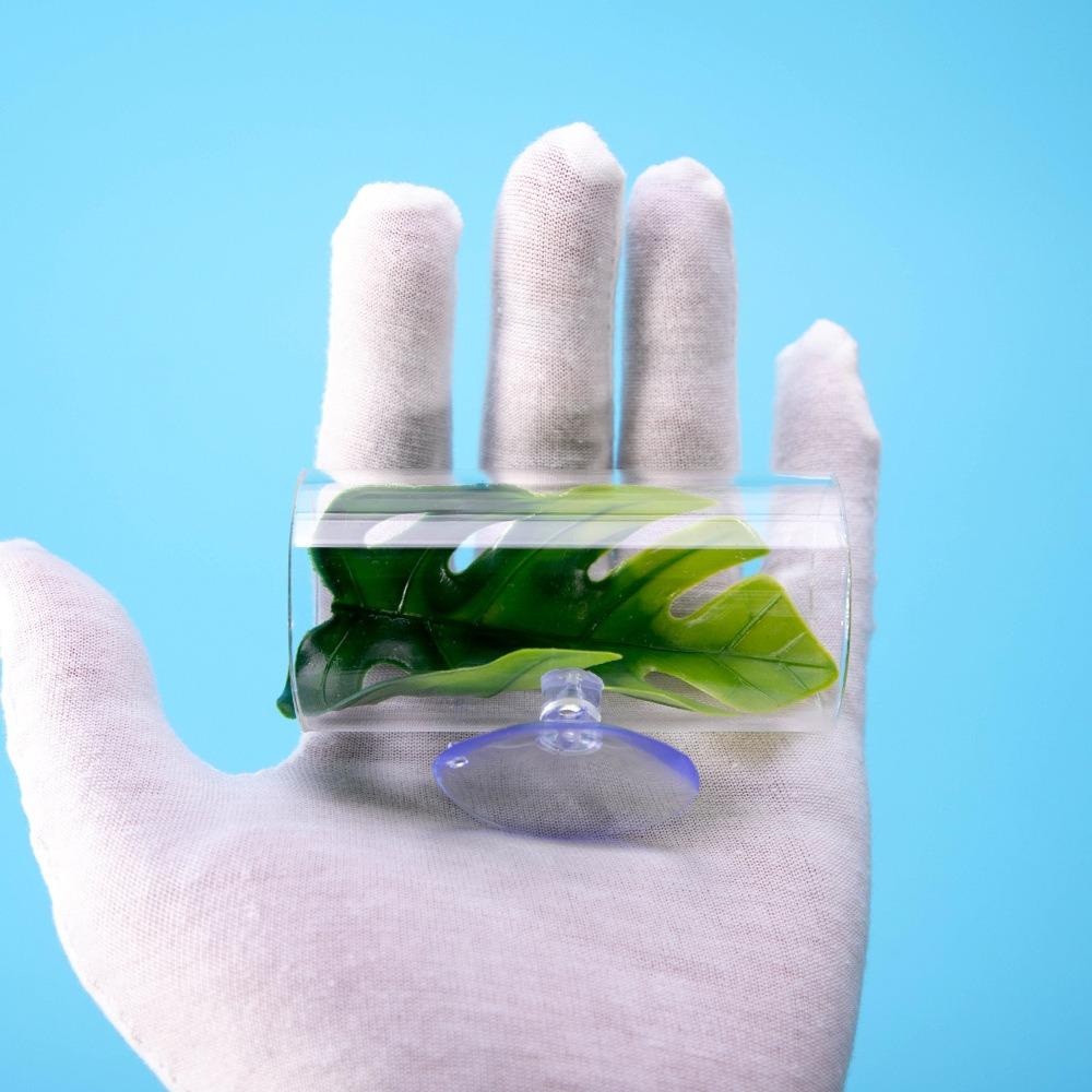 Transparent Aquarium Betta Fish Tunnel With Leaves Pad Betta Fish Tank Decorations